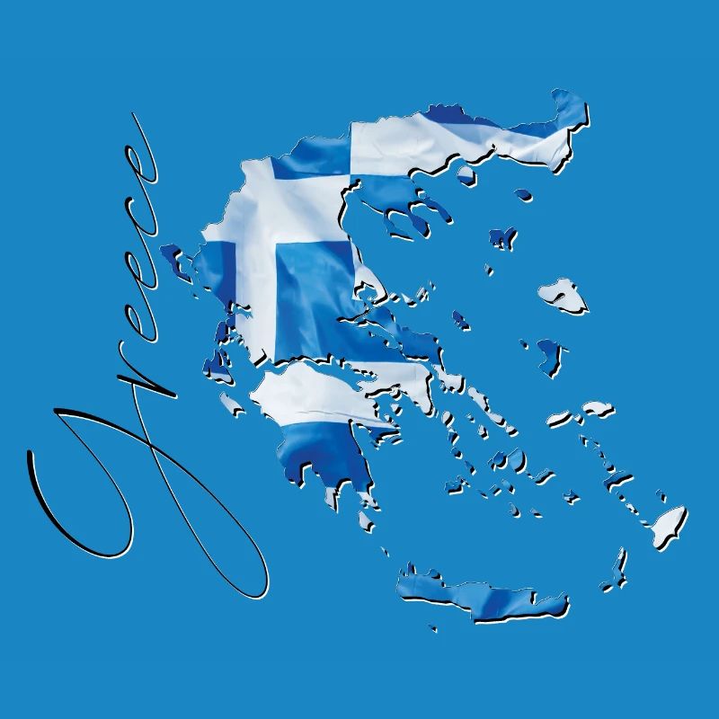 Drapeau de la Grèce en Grèce Carte EN