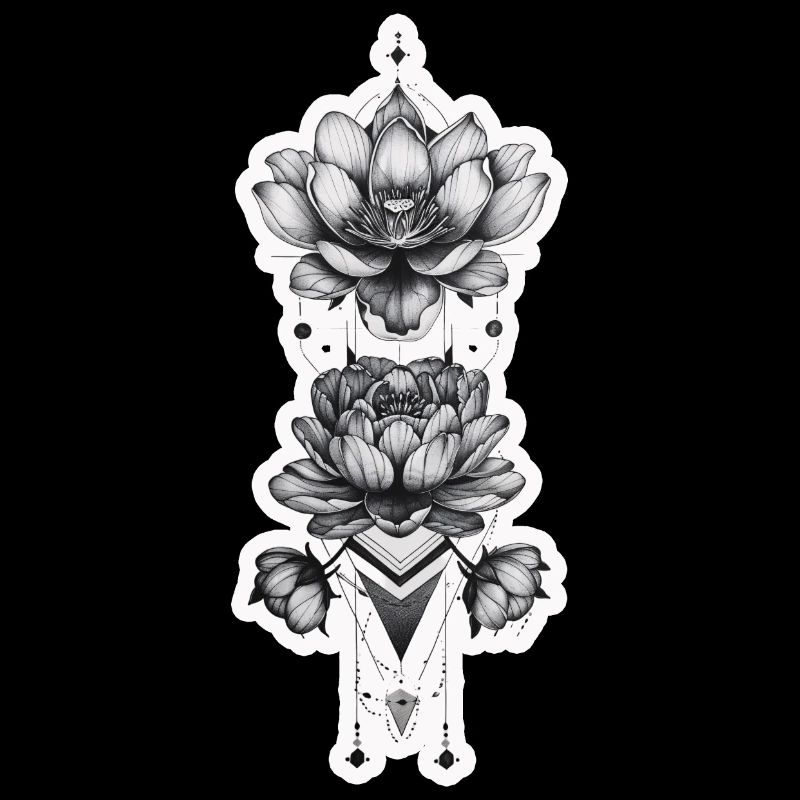 Fleurs de lotus avec des éléments tribaux