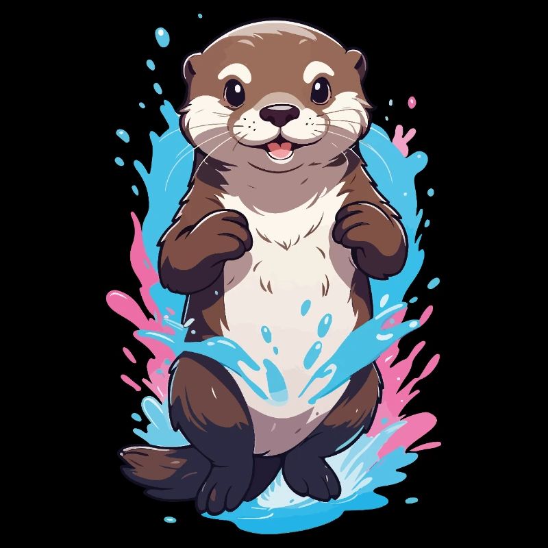 Cute Playful Otter Splash Joy