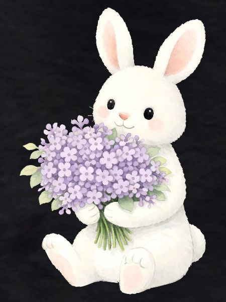 Bunny with lilac illustration