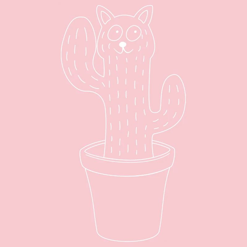Chat - Cactus - Pot de fleurs