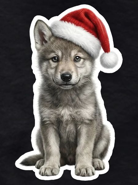 Wolf Puppy - Cute Santa Hat