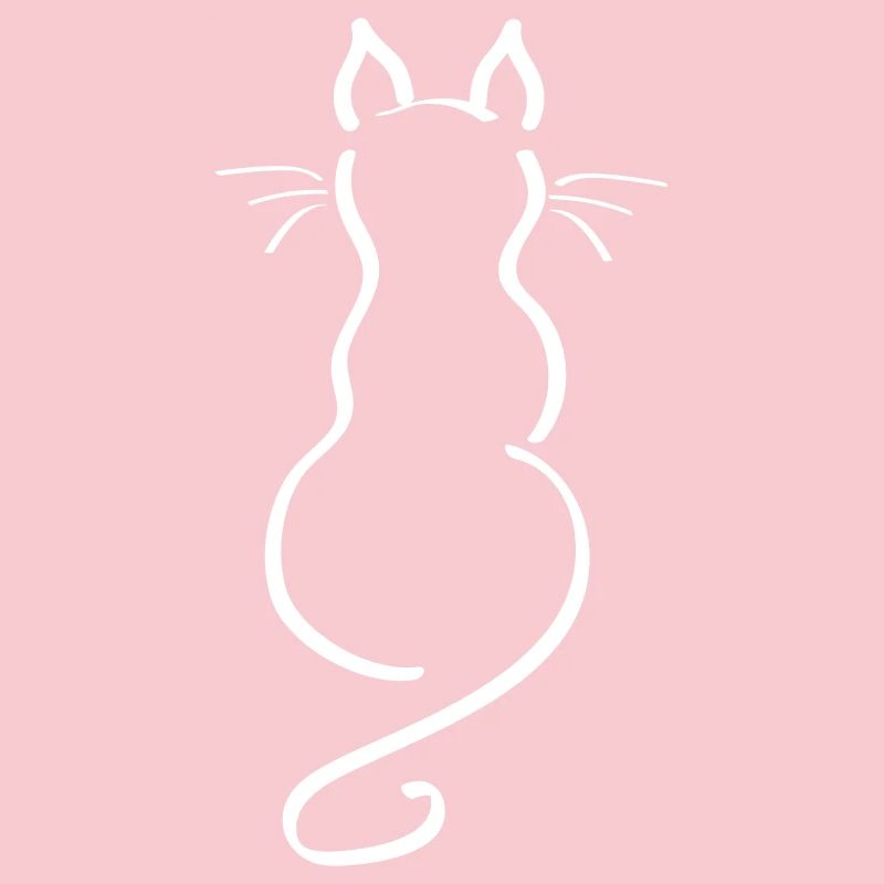 Cat Minimalist Line Back Plain