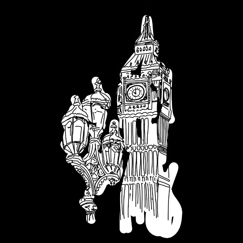 London Skyline Line Drawing: Big Ben & Lanterns