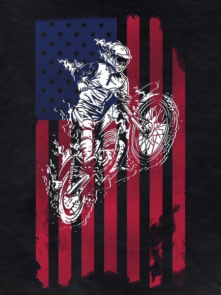 Dirt Biking USA Flag 