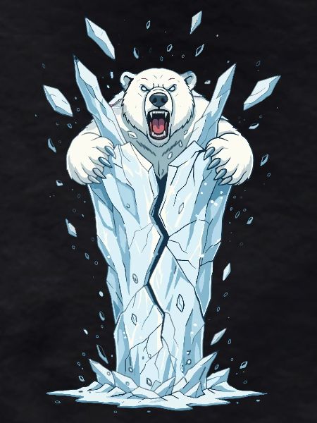 Eisbär bricht Eisblock
