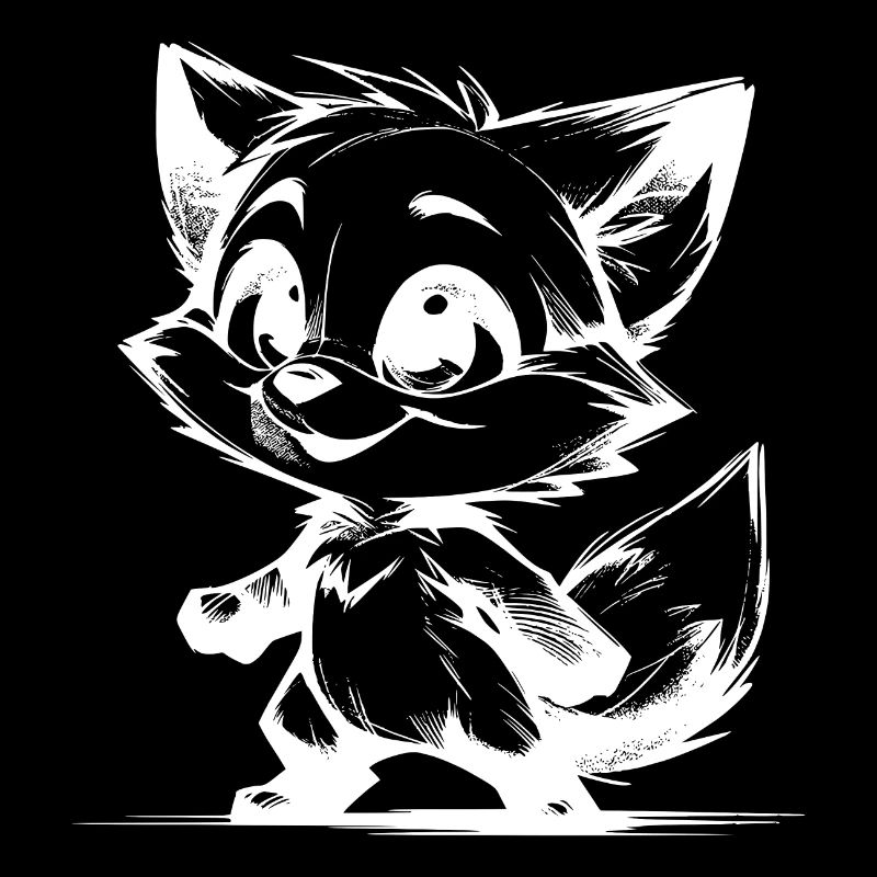 Cute Kids Fox Pencil Drawing