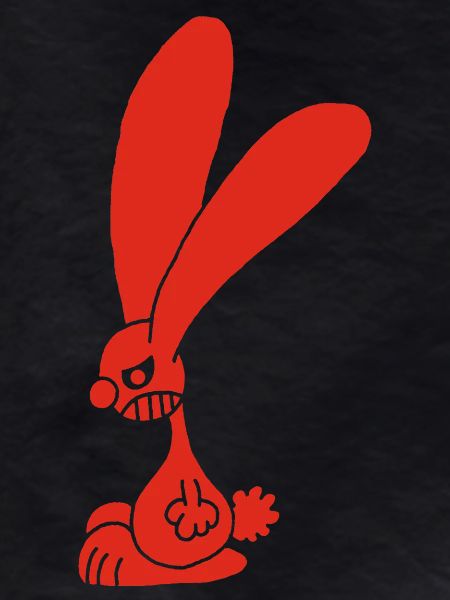 Lapin rouge grognon