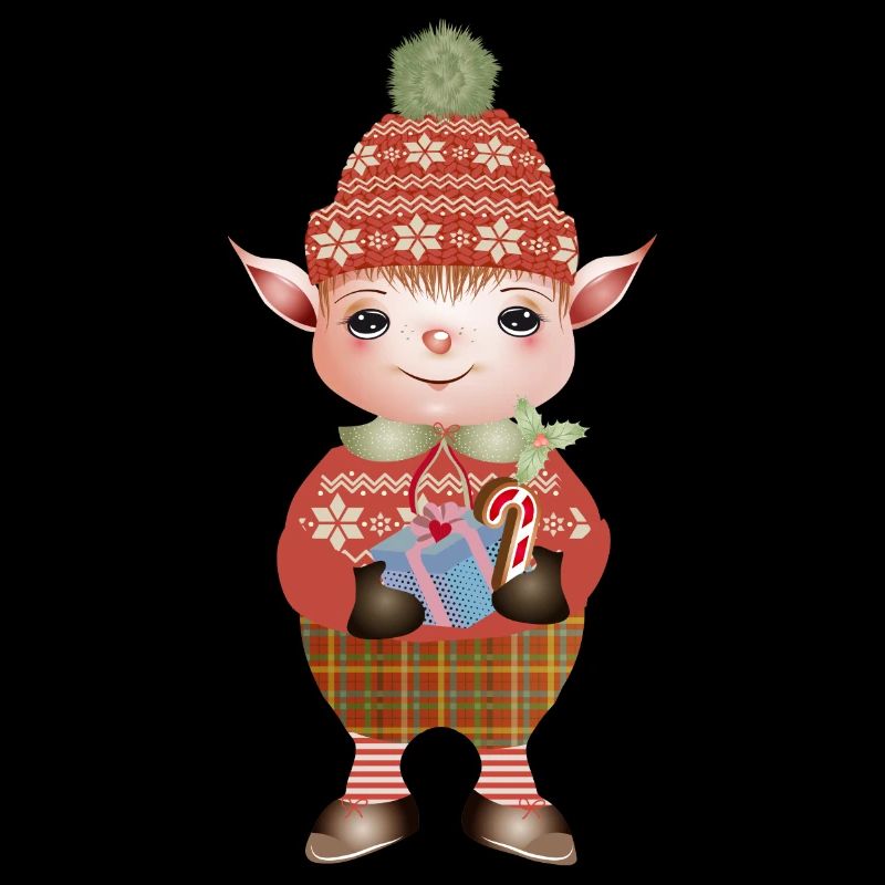 Adorable lutin de Noël mignon avec cadeau