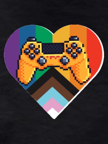 Pixel-Controller Herz im Regenbogen