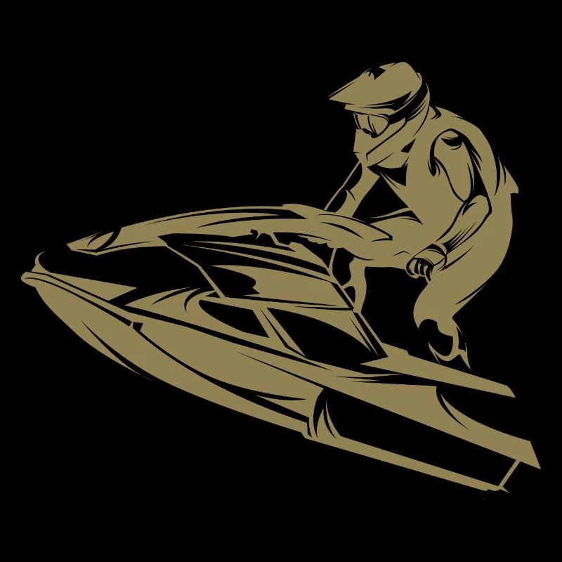 Fast-paced jet ski in silhouette