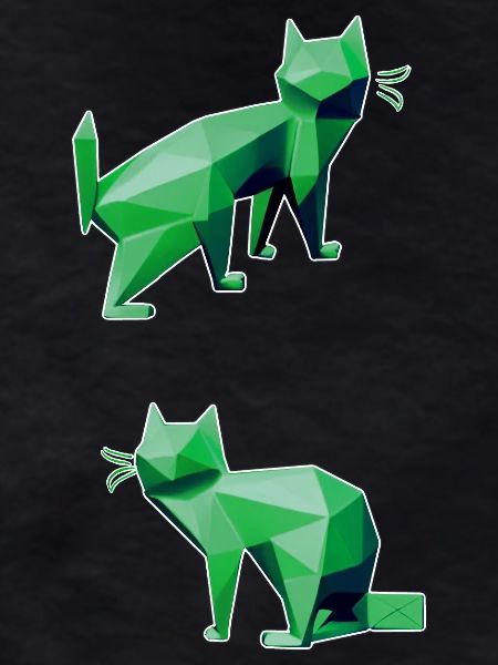 Green Geometry Cats Duo