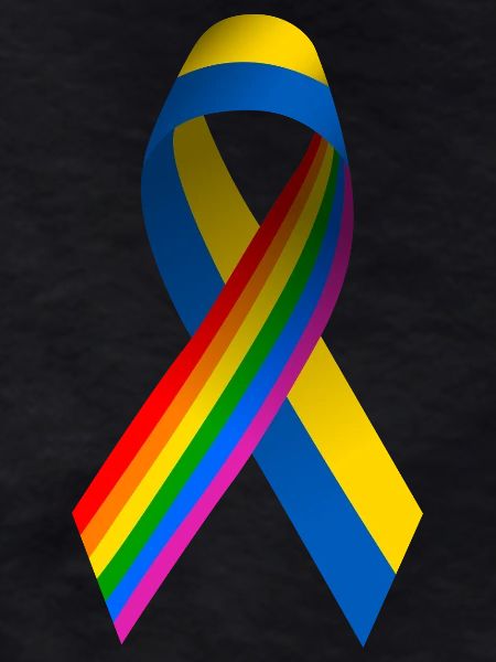 Ukrainian bow with rainbow flag