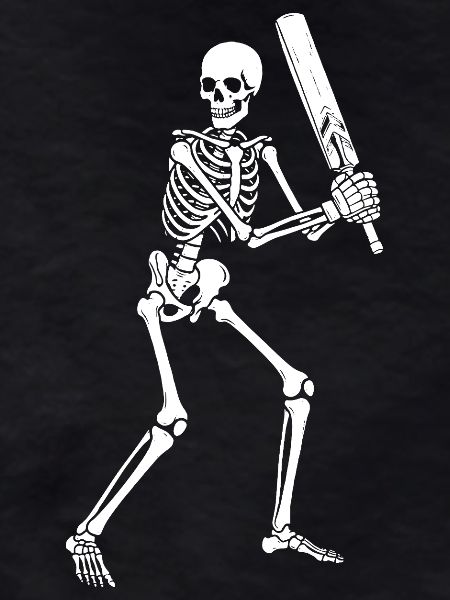 Skeleton spielt Cricket