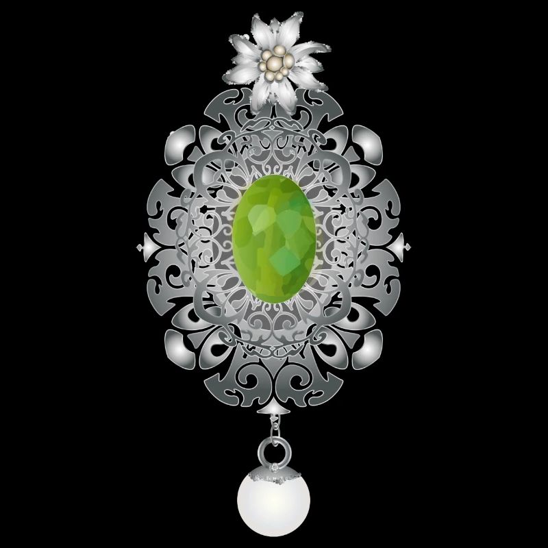 zeitlose Trachten Smaragd Brosche mit Perle