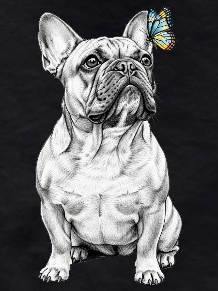 French Bulldog Butterfly Sketch