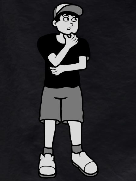Boy considers pose