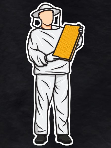 Funny beekeeper kid