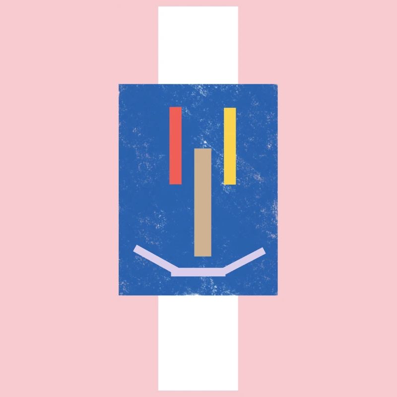 Abstract laughing face on blue