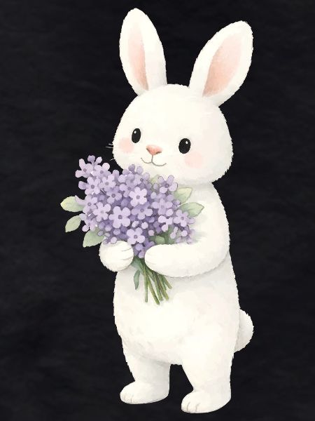 Bunny with lilac illustration