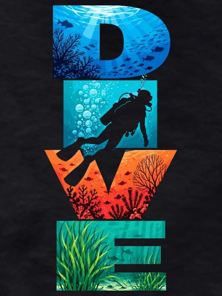 Dive Underwater Letter Art