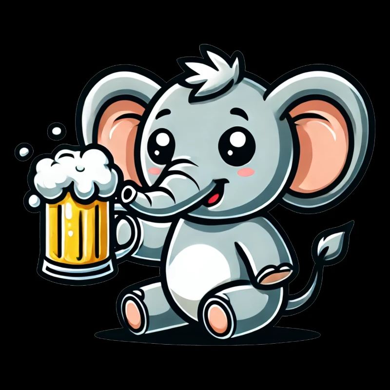 Cute Elephant Drinking Beer