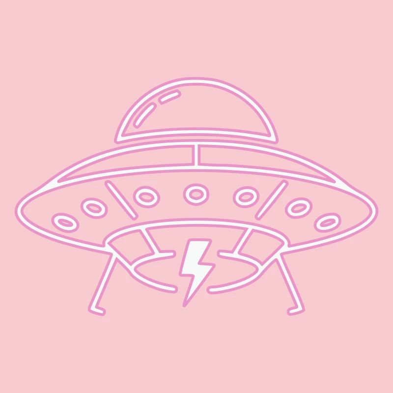 UFO Neon Pink Lightning Party Techno Vector