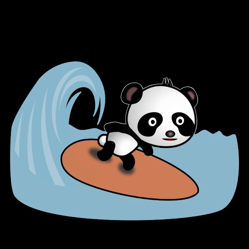 Panda Surfer Rides the Wave - Comic Style Motif