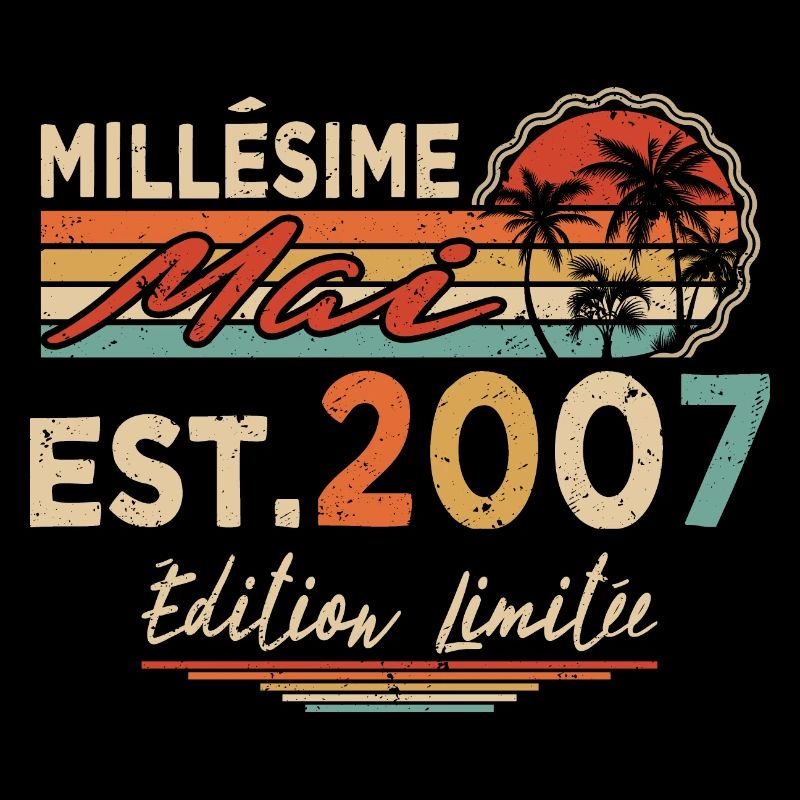 Millésime Né(e) Mai 2007 Cadeau Anniversaire