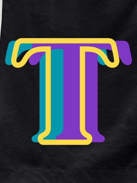 Multi-coloured letter t