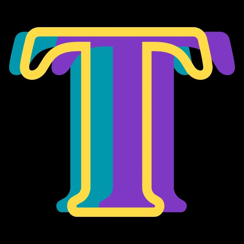 Multi-coloured letter t
