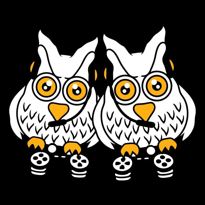 2 Gamer Owls Play Team Friends Two Player Duo