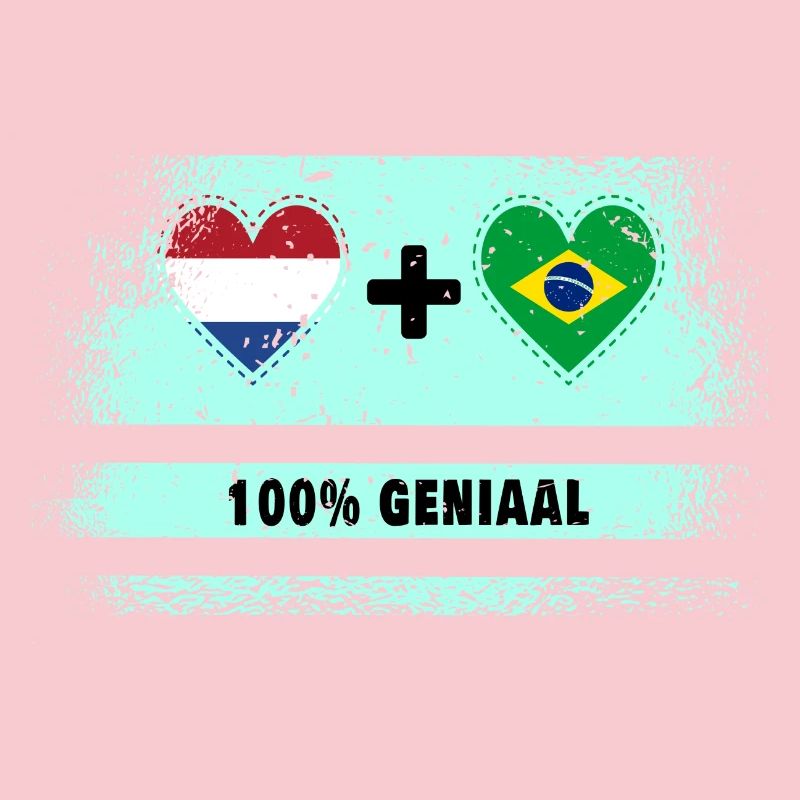 Brésil et Pays-Bas Drapeau 100% Genius