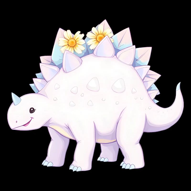 Whimsical Purple Dinosaur with Daisies