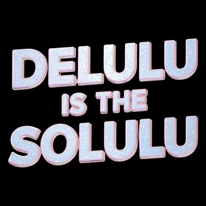 Delulu Is The Solulu 3D Silver Typography