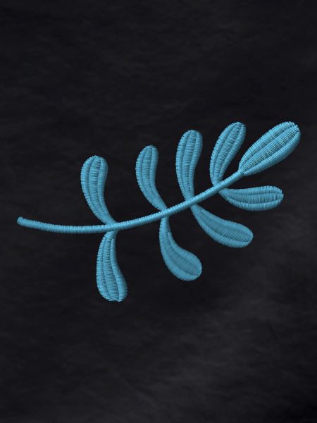 Light blue leaf embroidered