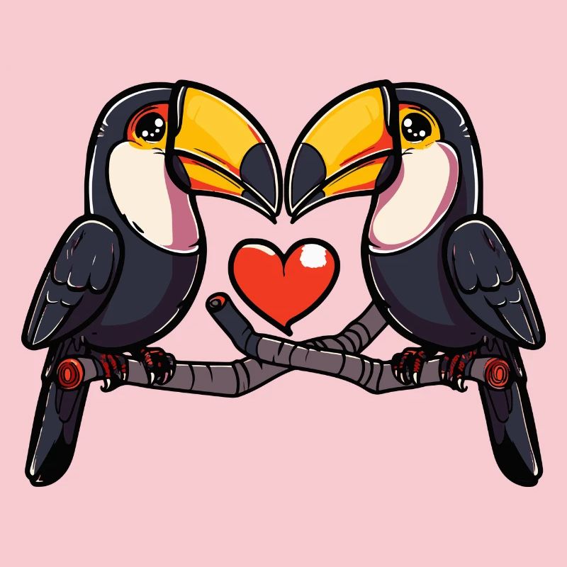 Toucan oiseau couple e Saint-Valentin