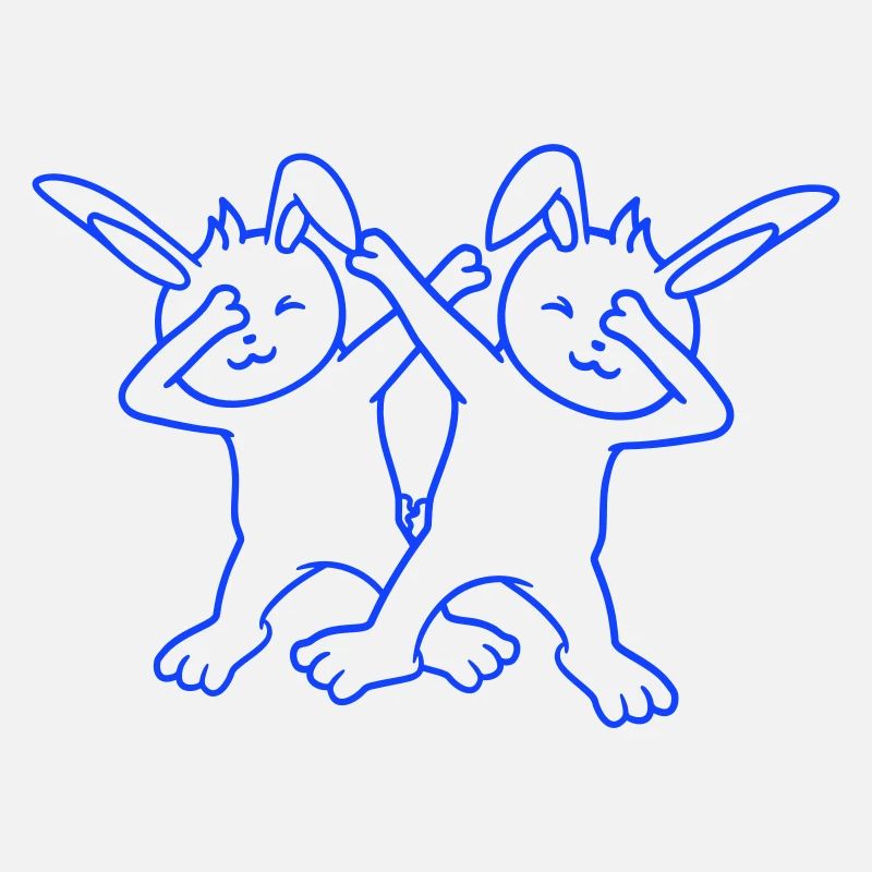 2 lapins Dabbing Dab Danse Pose Danse Soirée Célébrations