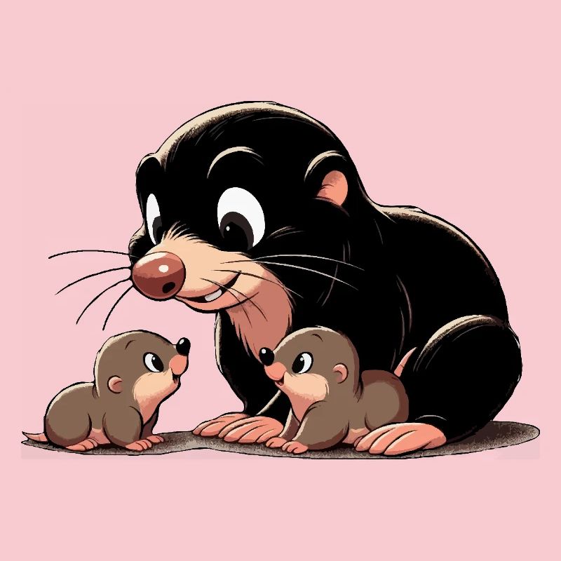 Mole with youngsters
