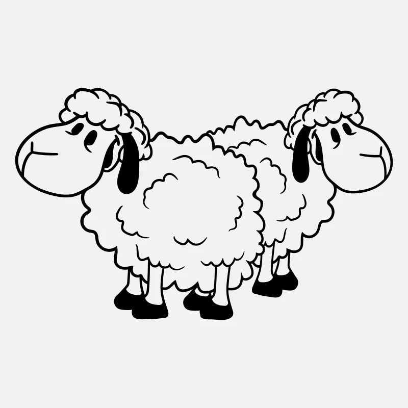 Deux Moutons Amis Équipe Équipage Mignon Petit Bébé Cher