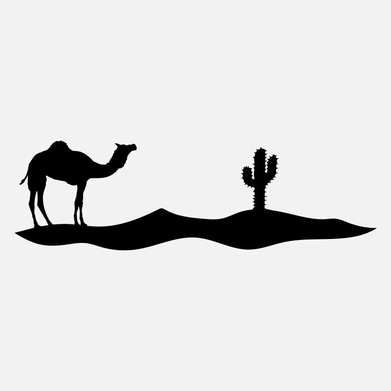 Cactus chameau silhouette contour dromadaire noir