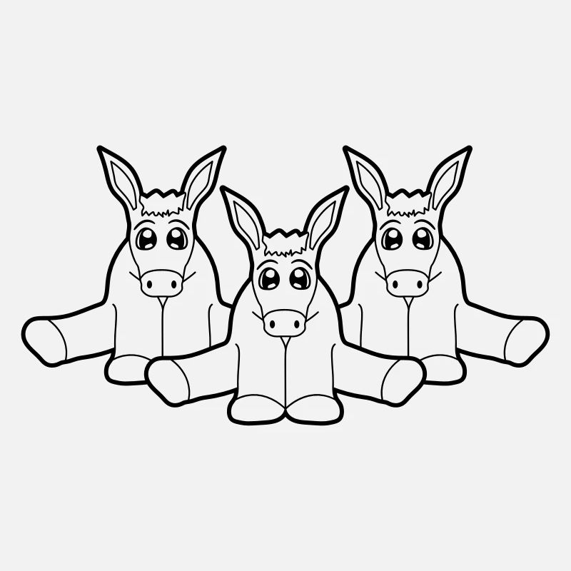 3 amis petit bébé mignon mignon assis âne pf