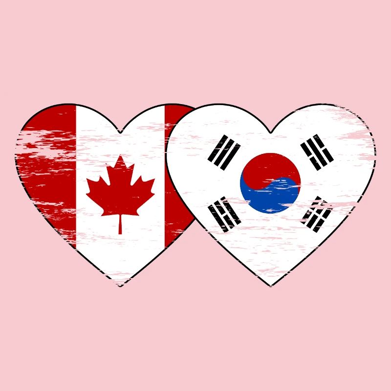 Canada Corée du Sud Drapeau Coeur Utilisé