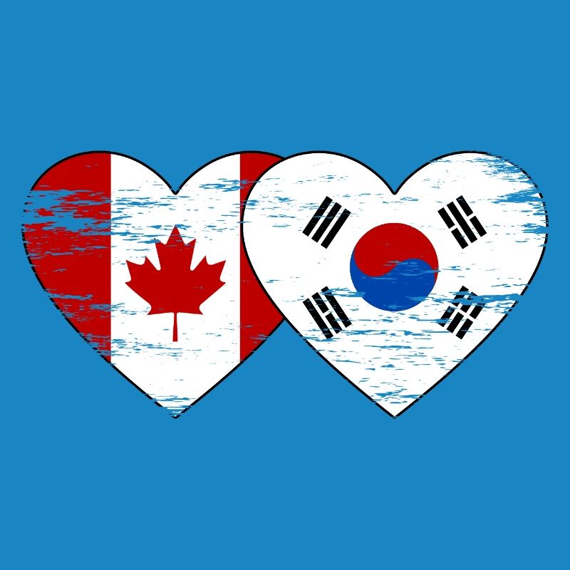 Canada Corée du Sud Drapeau Coeur Utilisé