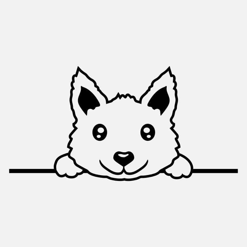 Chien courageux derrière le mur