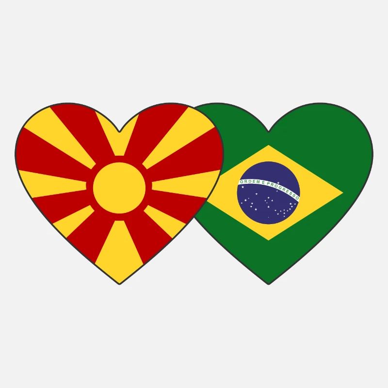 Macédoine Brésil Drapeau Coeur