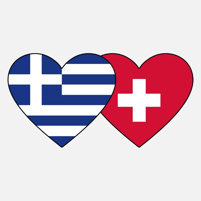 Grèce Suisse Drapeau Coeur