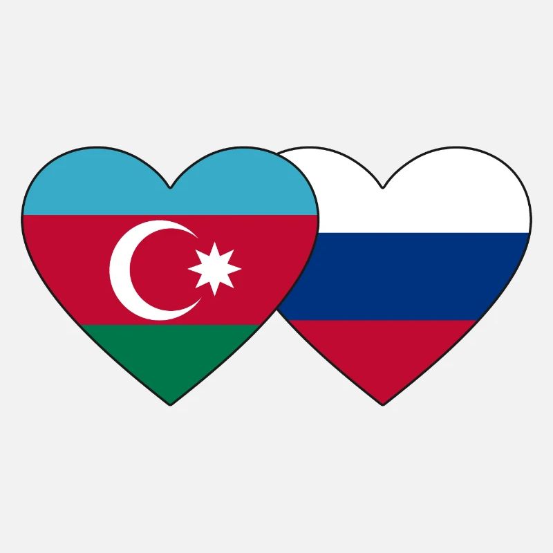 Azerbaïdjan Russie Drapeau Coeur