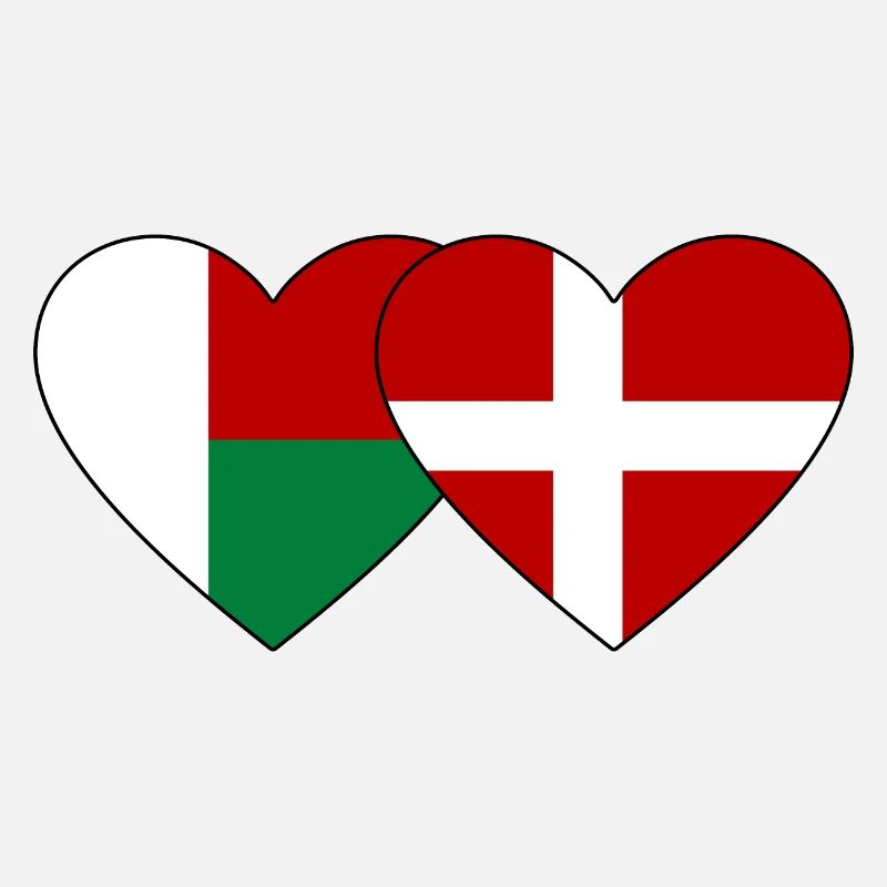 Madagascar Danemark Drapeau du Cœur