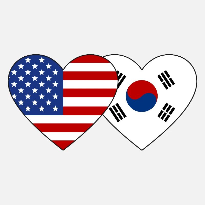États-Unis, Corée du Sud, Drapeau Coeur